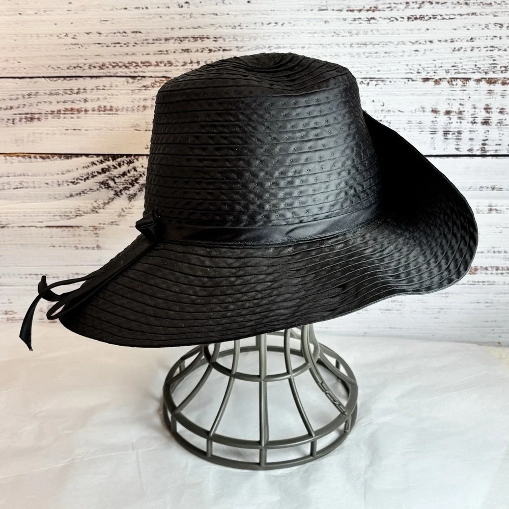 True Vintage Grosgrain Black Hat Pin M Brimmed Sun Cottage Boater Classic Iconic